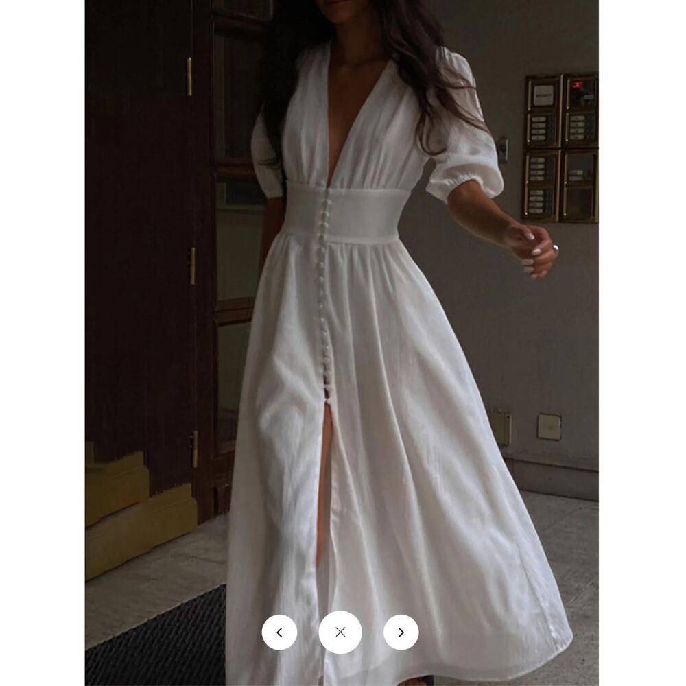 NWT Commense Frenchy Button Split Long Dress Sz XL